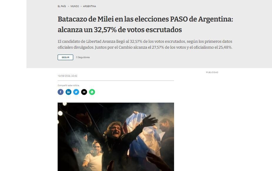 Elecciones La Noticia Del Buen Resultado De Javier Milei En Las