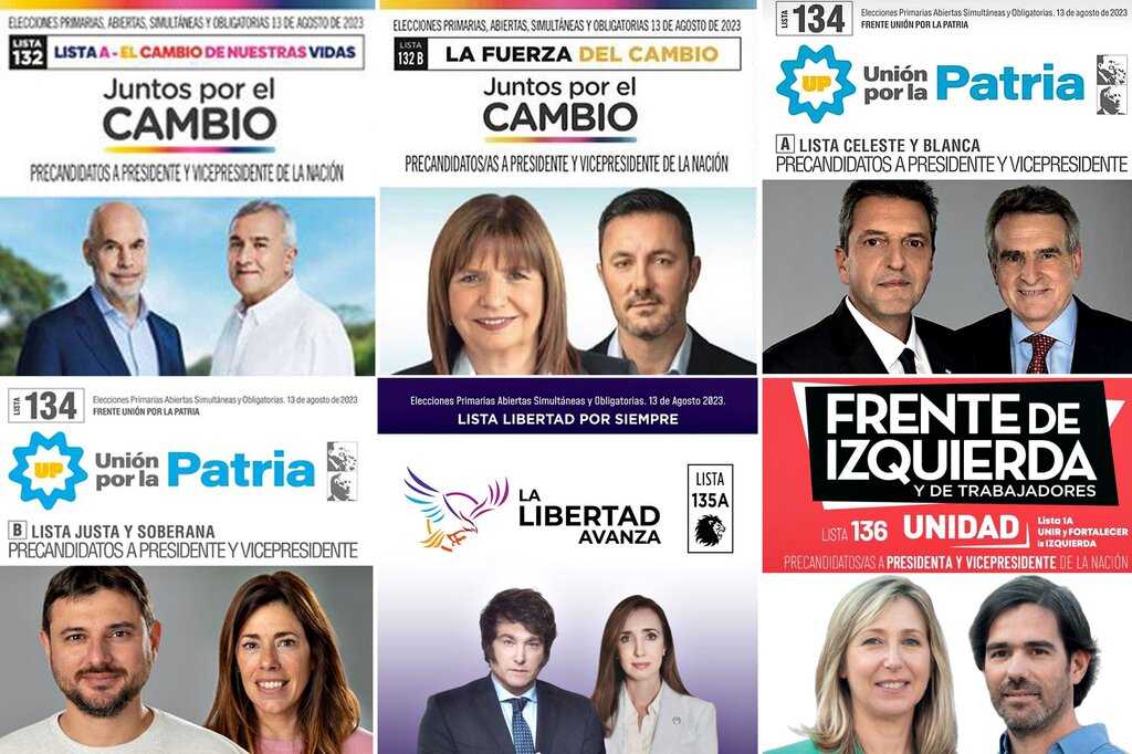 Boletas PASO 2023 para las elecciones a presidente de la Argentina